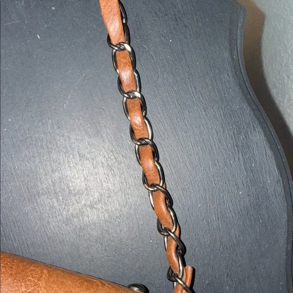 Chic Studded Brown Leather Shoulder Bag - Picture 8 of 10